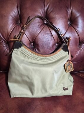 Dooney & Bourke Nylon Hobo Shoulder Bag With Leather Trim